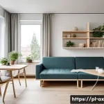 Home 22 플렉스 리빙 공간으로의 전환 시 고려사항 - A modern Polish apartment interior showcasing modular furniture designed for flex living: a sleek fo...