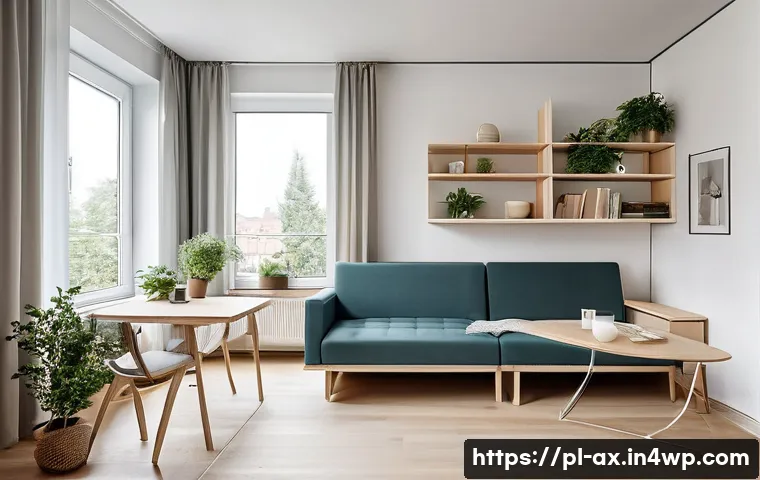 플렉스 리빙 공간으로의 전환 시 고려사항 - A modern Polish apartment interior showcasing modular furniture designed for flex living: a sleek fo...