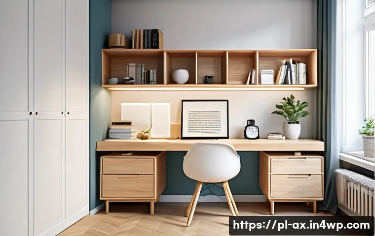 플렉스 리빙 공간의 기능성 가구 브랜드 - A modern small apartment interior featuring flexible modular furniture: a customizable shelving unit...