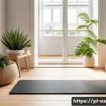 Home 20 플렉스 리빙 공간에서의 요가 및 운동 공간 만들기 - A cozy small apartment corner transformed into a minimalist home workout space bathed in natural lig...