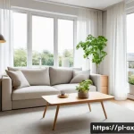 Home 19 플렉스 리빙 공간의 실용적인 배치 아이디어 - A bright and modern small apartment living room featuring modular furniture: a light beige fold-out ...