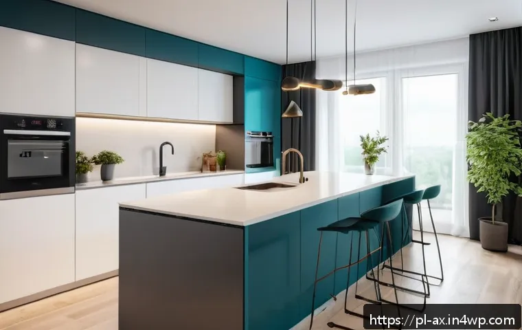 플렉스 리빙 공간 활용을 위한 최신 기술 - A modern, bright apartment interior showcasing an intelligent lighting and climate control