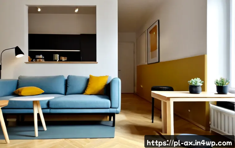 Home 17 플렉스 리빙 공간을 위한 필수 아이템 - Photorealistic bright Warsaw apartment living room arranged for flexible daily use: a compact modula...